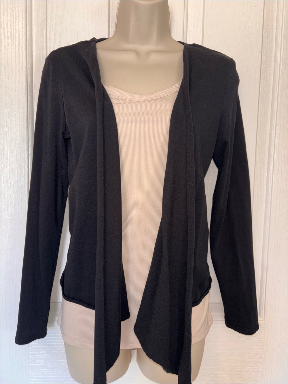 Classic Black Open-Front Cardigan